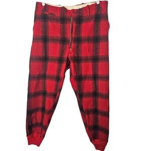 Vintage 50s Montgomery Ward Western Field 40 Red Check Wool Hunting Pant Cabin